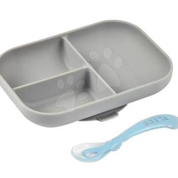 Étkészlet Silicone Grey Beaba 2-részes tányér és villa szürke szilikon BE913508 kép