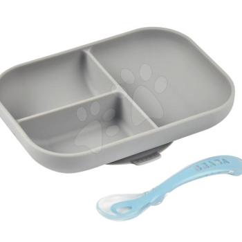 Étkészlet Silicone Grey Beaba 2-részes tányér és villa szürke szilikon kép