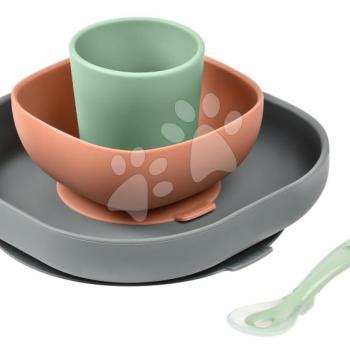 Étkészlet Silicone Meal Set Beaba Mineral szilikonból 4 részes szürke-narancssárga-zöld 4 hó-tól kép