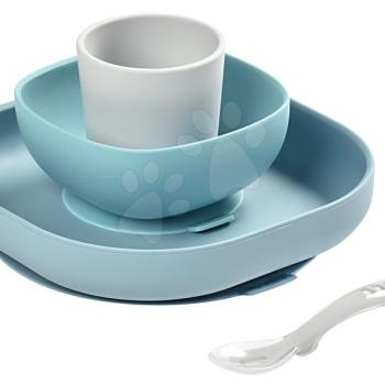 Étkészlet Silicone meal set Beaba szilikonból 4 részes kék csecsemőknek 4 hó-tól kép