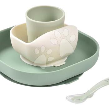 Étkészlet Silicone Meal Set Sage Green Misty Green Beaba szilikonból 4 réses zöldes-bézs 4 hó-tól kép