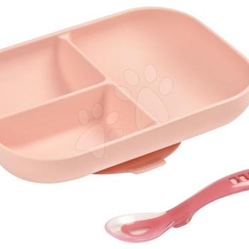 Étkészlet Silicone Pink Beaba szilikonból 2-részes babakanál és tál rózsaszín 4 hó-tól kép