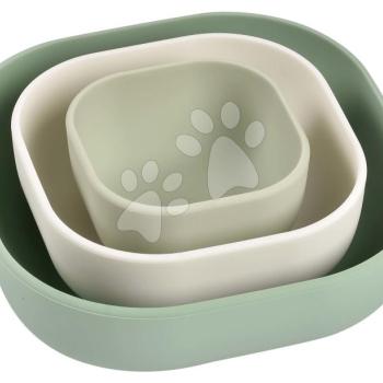 Étkezőgarnitúra Silicone Nesting Bowl Set Beaba Sage Green Cotton Misty Green szilikonból 3-részes zöld-szürke-fehér 4 hó-tól kép