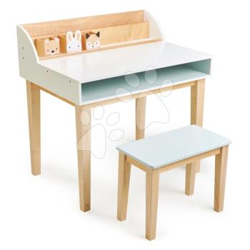 Fa asztal székkel Desk and Chair Tender Leaf Toys tárolórésszel és 3 állatkás tárolódobozzal kép