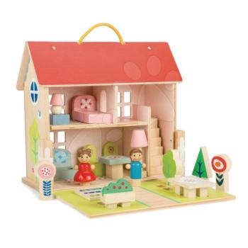 Fa babaház Dolls house Tender Leaf Toys 2 figurával, bútorral és 18 kiegészítővel kép