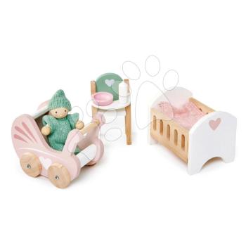 Fa babaszoba Dovetail Nursery Set Tender Leaf Toys figurával rugdalozóban kép