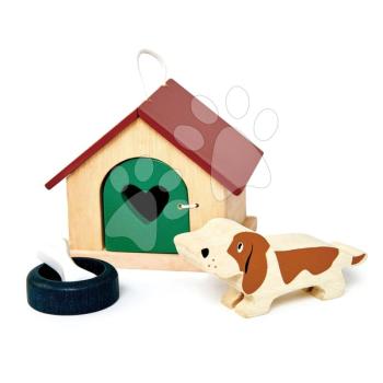 Fa bódé kuytussal Pet Dog Set Tender Leaf Toys és tállal kép