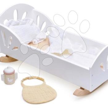 Fa bölcső hattyú Sweet Dreams Dolly Bed Tender Leaf Toys 36 cm játékbabának textil párnával és takaróval kép