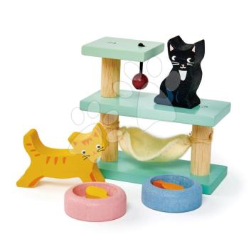 Fa cicusok Pet Cats Set Tender Leaf Toys macskabútorral és tálakkal kép