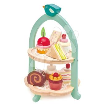 Fa cukrászda Birdie Afternoon Tea stand Tender Leaf Toys sütikkel és szendvicsekkel kép