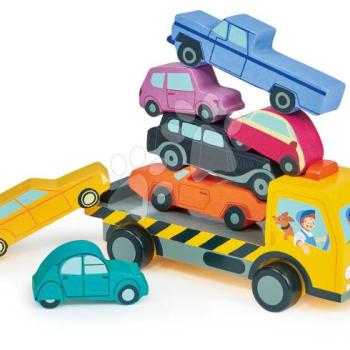 Fa egymásra pakolható kisautók Stacking Cars Tender Leaf Toys 7 féle kisautó a finommotorika fejlesztésére 18 hó-tól kép