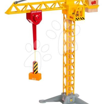 Fa építkezési daru fénnyel Light Up Construction Crane BRIO 360°-ban forgatható kar mágnessel és konténerekkel 5 részes 3 évtől  BRIO8355 kép