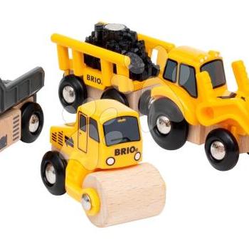 Fa építőipari járművek Construction Vehicles BRIO teherautó homlokrakodóval és úthengerrel 3 évtől BRIO6580 kép