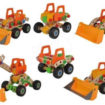 Fa építőjáték homlokrakodó Constructor Wheel Loader Eichhorn 6 modell (homlokrakodó, daru, mobildaru, teherautó, unimog, bigfoot) 140 darabos 5 évtől kép