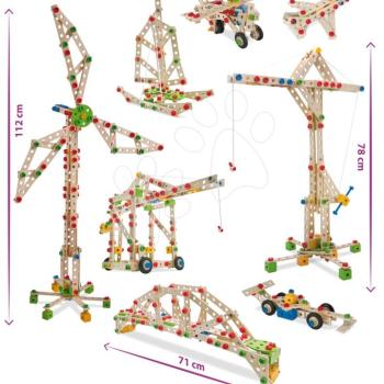 Fa építőjáték szélmalom Constructor Windmill Eichhorn 8 modell(malom, daru, repülőgép, vadászgép, katamaran, autó, híd, konténeres daru) 300 darabos 6 évtől kép