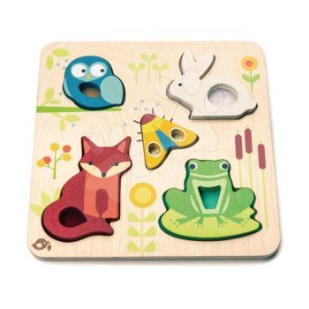 Fa erdei állatok Touchy Feely Animals Tender Leaf Toys 5 ergonomikus alakzat a táblán 18 hó-tól kép