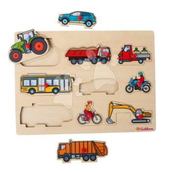 Fa formaillesztő puzzle Járművek Vehicles Eichhorn 9 részes alappal 12 hó-tól EH5485 kép