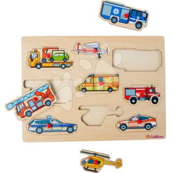 Fa formaillesztő puzzle Sürgőpsségi járművek Emergency Vehicles Eichhorn 9 részes alappal 12 hó-tól EH5486 kép