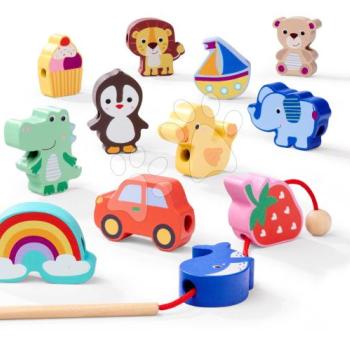 Fa fűzős játék Állatkák és tárgyak Threading Game Eichhorn 13 részes kép