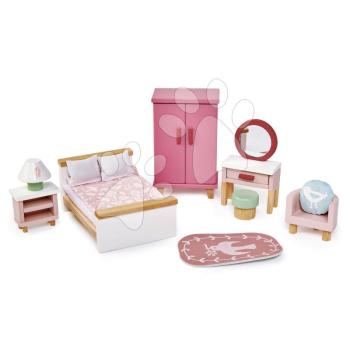 Fa hálószoba bútor Dovetail Bedroom Set Tender Leaf Toys 9 darabos készlet komplett felszereléssel kép