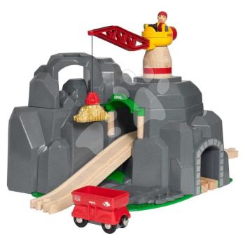 Fa hegyi alagút mágneses daruval Crane&Mountain Tunnel BRIO hanggal 7 részes vagonnal és rakománnyal 3 évtől BRIO8898 kép