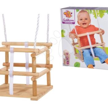 Fa hinta Outdoor Wooden Baby Swing Eichhorn natúr 140-210 cm hosszú 30*30 cm ülőke 20 kg teherbírás 12 hó-tól kép