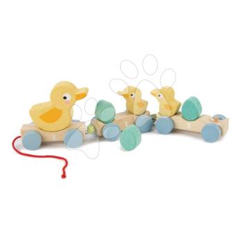 Fa húzható kisvonat Pull Along Ducks Tender Leaf Toys kiskacsákkal és tojásokkal 18 hó-tól kép