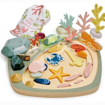 Fa készségfejlesztő építőjáték tenger világa My Little Rock Pool Tender Leaf Toys 33 részes textil táskában kép