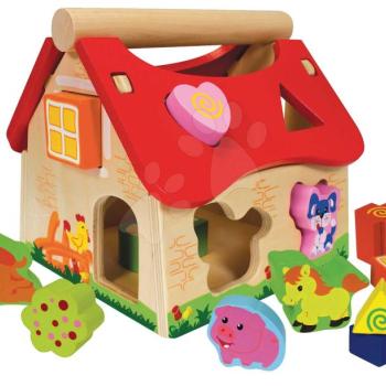 Fa készségfejlesztő házikó Shape Sorter House Eichhorn 12 formaillesztő kockával 12 hó-tól kép