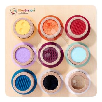 Fa készségfejlesztő tábla kockákkal Montessori Touch Board Eichhorn 9 részes különböző felületekkel a tapintás fejlesztésére kép