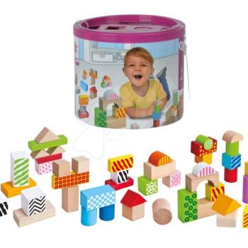 Fa kockák Color Wooden Blocks Eichhorn mintásak nyomattal 50 drb dobozban 12 hó-tól kép