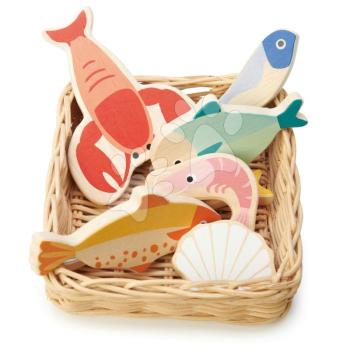 Fa kosár tengeri herkentyűkkel Seafood Basket Tender Leaf Toys halak és kagylók kép