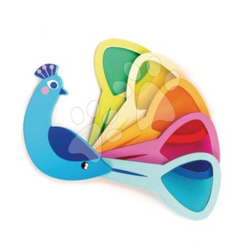 Fa madárka Peacock Colours Tender Leaf Toys színes tollazattal 18 hó-tól kép