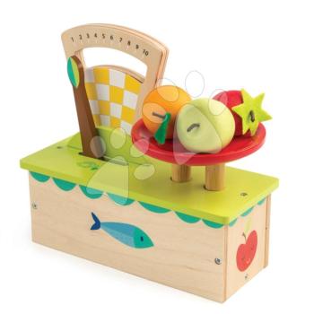 Fa mérleg Weighing Scales Tender Leaf Toys 4 darabos készlet gyümölcsökkel kép