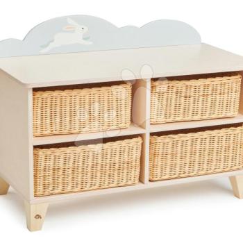 Fa nyuszis szekrényke Bunny Storage Unit Tender Leaf Toys 4 fonott tároló kosárral kép