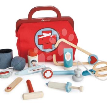 Fa orvosi táska Doctor's Bag Tender Leaf Toys egészségügyi eszközökkel maszkkal és tapaszokkal kép