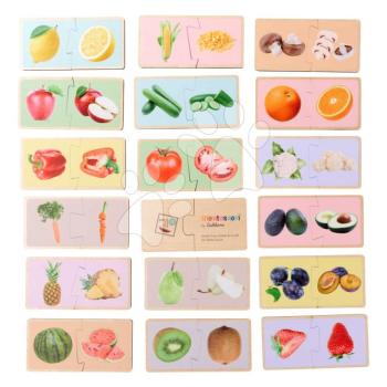 Fa puzzle Gyümölcsök és zöldségek Montessori Eichhorn 34 részes 17 motívummal 24 hó-tól kép