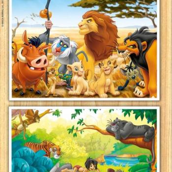Fa puzzle Oroszlánkirály és Dzsungel könyve Educa 2x50 db 13144  kép