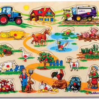 Fa puzzle Pin Puzzle Eichhorn 21 formaillesztő ábrával szafari farm közlekedési eszközök 24 hó-tól kép