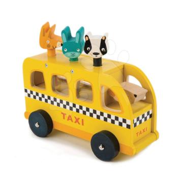Fa sárga taxi Animal Taxi Tender Leaf Toys 3 állatkával és hanggal 18 hó-tól kép