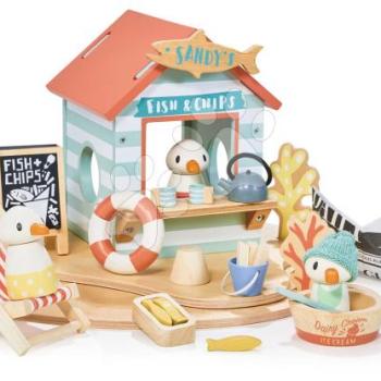 Fa strand büfé Sandy´s Beach Hut Tender Leaf Toys nyugágyval és 3 sirály figurával kép