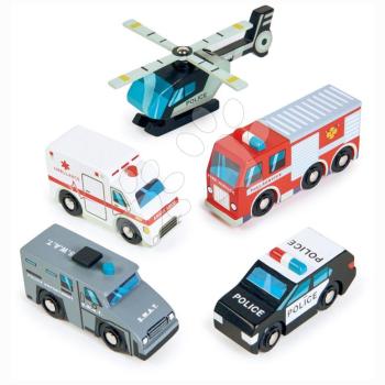 Fa sürgősségi járművek Emergency Vehicles Tender Leaf Toys 5 fajta jármű kép