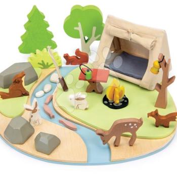 Fa táborhely sátorral és tűzrakóhellyel Wildlife Camping Playset Tender Leaf Toys állatfigurákkal kép