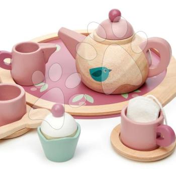 Fa teáskészlet Birdie Tea set Tender Leaf Toys tálcán csészékkel és teafilterrel kép