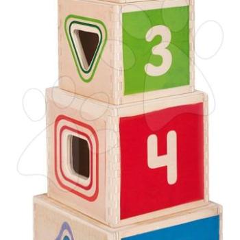 Fa toronyépítő Color Stacking Tower Eichhorn 5 színes kockával és 5 alakzattal 12 hó-tól kép