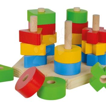 Fa toronyépítő Stacking Toy Eichhorn 5 különböző színes alakzattal 21 darabos 12 hó-tól kép