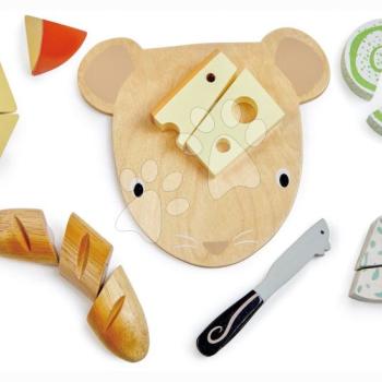 Fa vágódeszka sajttal Cheese Chopping Board Tender Leaf Toys késsel a szeleteléshez 24 hó-tól kép
