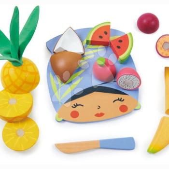 Fa vágódeszka trópusi gyümölcsökkel Tropical Fruit Chopping Board Tender Leaf Toys késsel a szeleteléshez 24 hó-tól kép