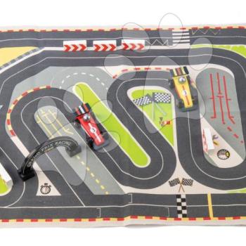 Fa versenyautók Formula One Racing Playmat Tender Leaf Toys vászon versenypályán kiegészítőkkel kép