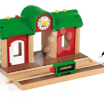 Fa vonatállomás fénnyel Record & Play Station BRIO elektronikus hangfelvétel és lejátszás funkcióval kép